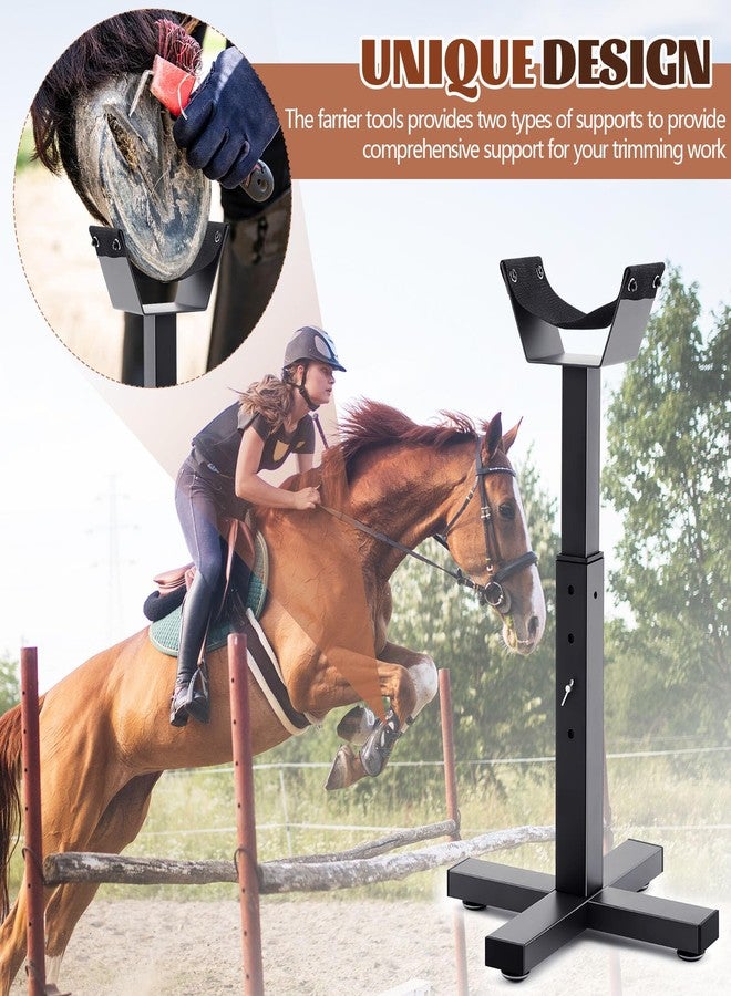 Abbylike Adjustable Farrier Stand Metal Blacksmith Farrier Horse Hoof Stand with 5 Adjustable Heights Cross Base Horse Hoof Trimming Tools for Equine Barefoot Trimming Shoeing Veterinary Care, Black - Image 2